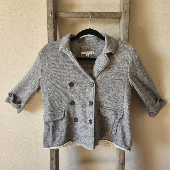 CAbi Women's Grey Button Up Peacoat Jacket- Size Medium - Picture 2 of 5